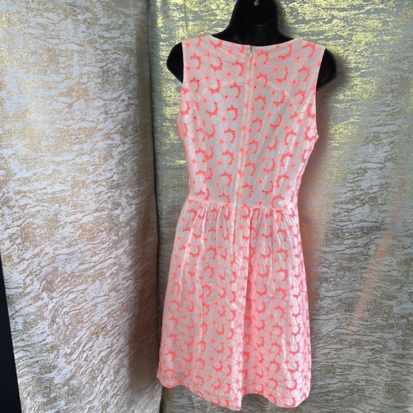 Anthropologie Nümph White/Neon Pink Embroidered 100% Cotton Dress Size 36 EU - Picture 8 of 14